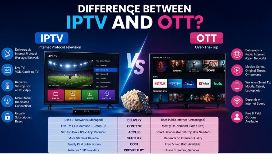 Difference between IPTV and OTT platform