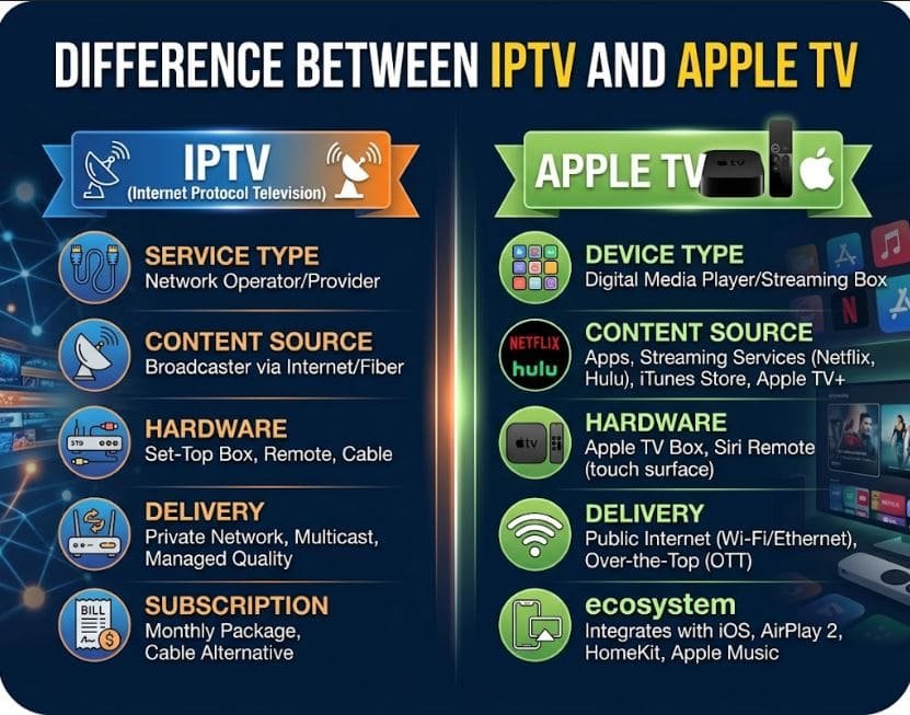 Difference Between IPTV and Apple TV